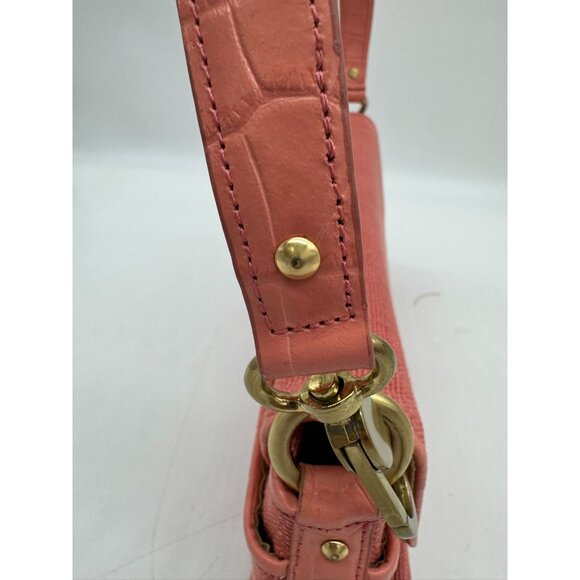 Charter Club Womens Shoulder Bag Coral Textured Faux Croc With Magnetic Closure - Picture 12 of 16